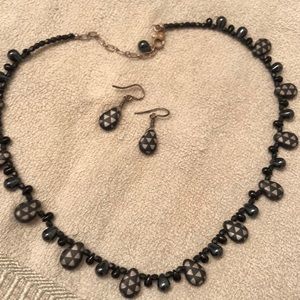 FINAL! Jewelry-earrings & adjustable necklace, handmade, not metal, clay.